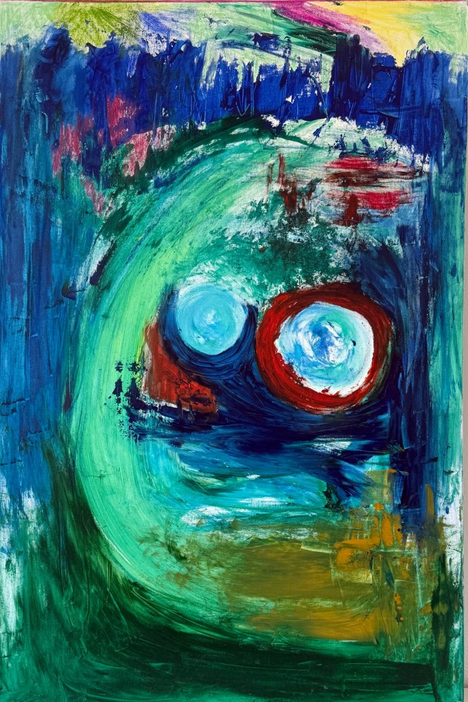 on another frequenz, 2026, Acrylic, Oil · 120 × 80 × 4,5 cm