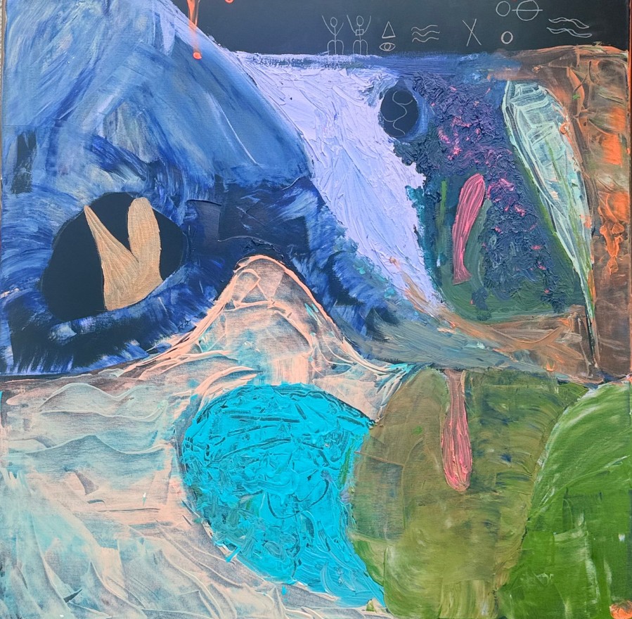 the eye, 2026, Acrylic, Oil · 80 × 80 × 2 cm