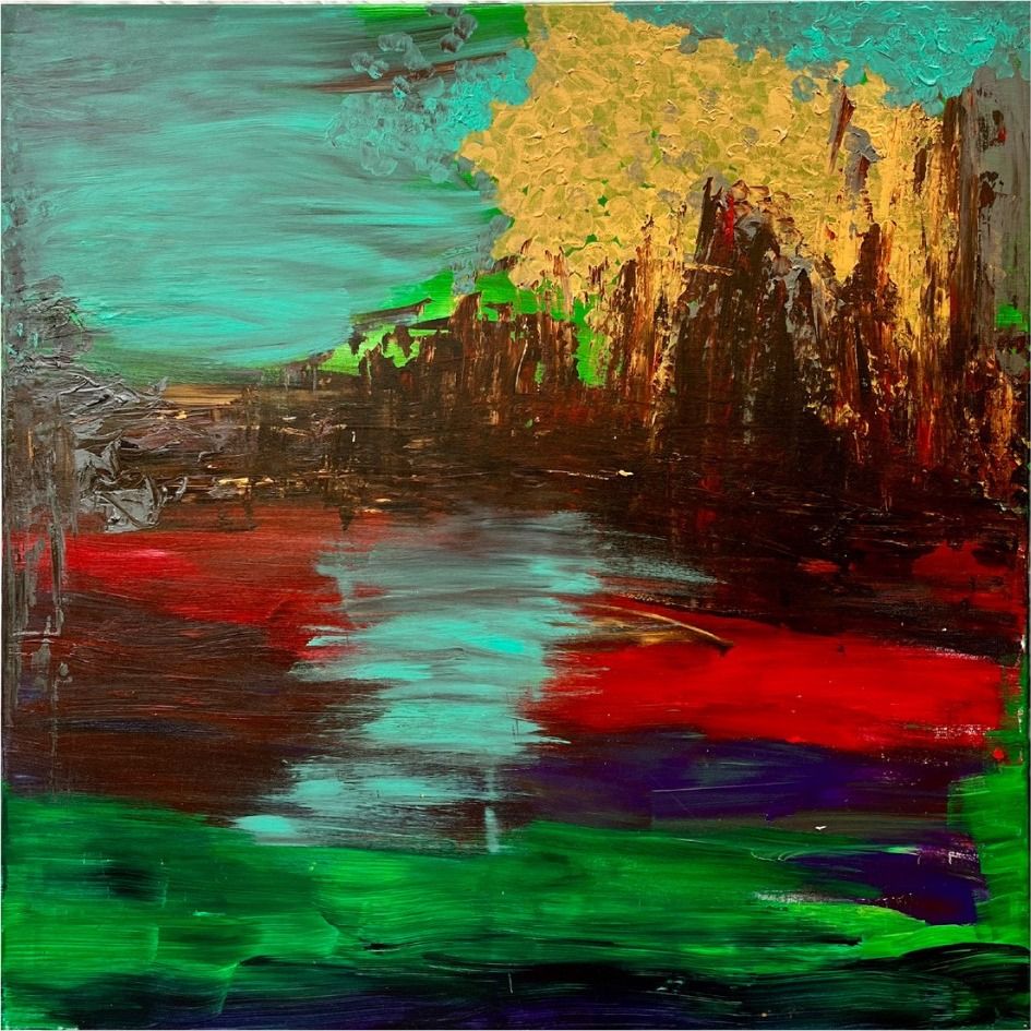 cityevening, 2023, Acrylic, 100 × 100 × 2 cm