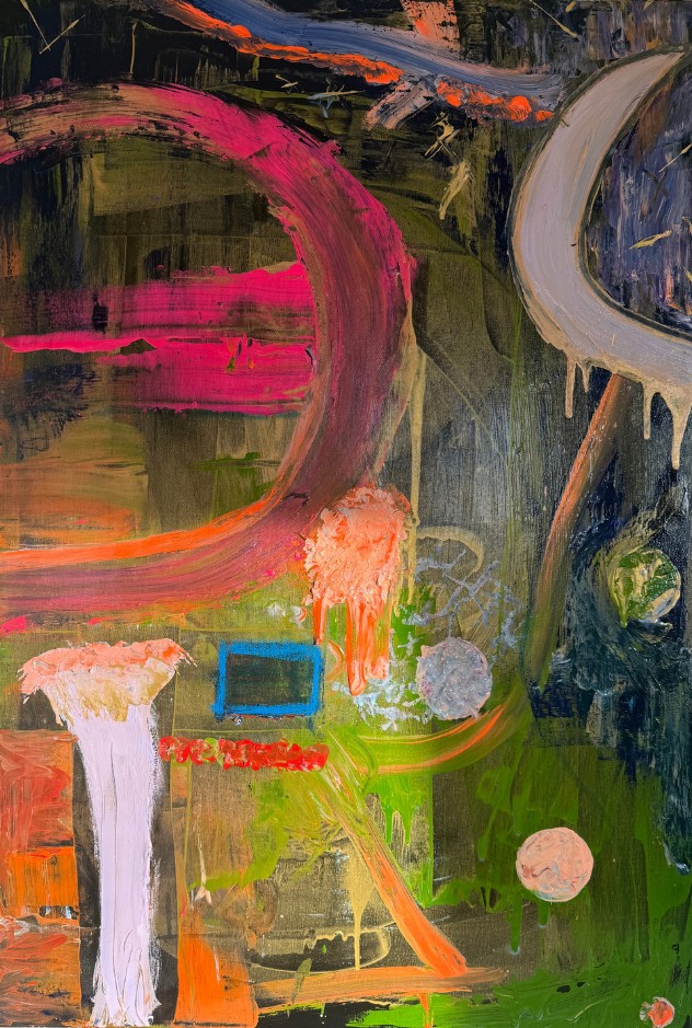 the famous painting, 2026, Acrylic, Pastell, Varnish Shine · 100 × 70 × 2 cm