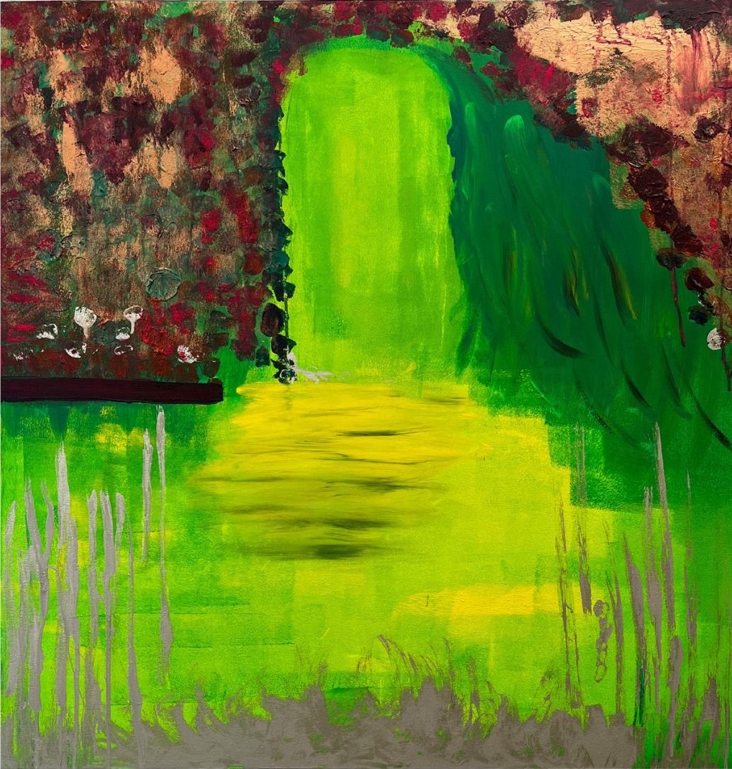 gugarden, 2023, Acrylic / Oil, 100 × 100 × 4 cm